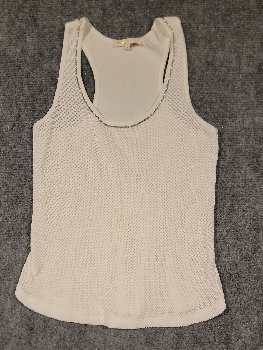 Maje cream sleeveless tank top featuring a gold chain trim Size 1 EUC